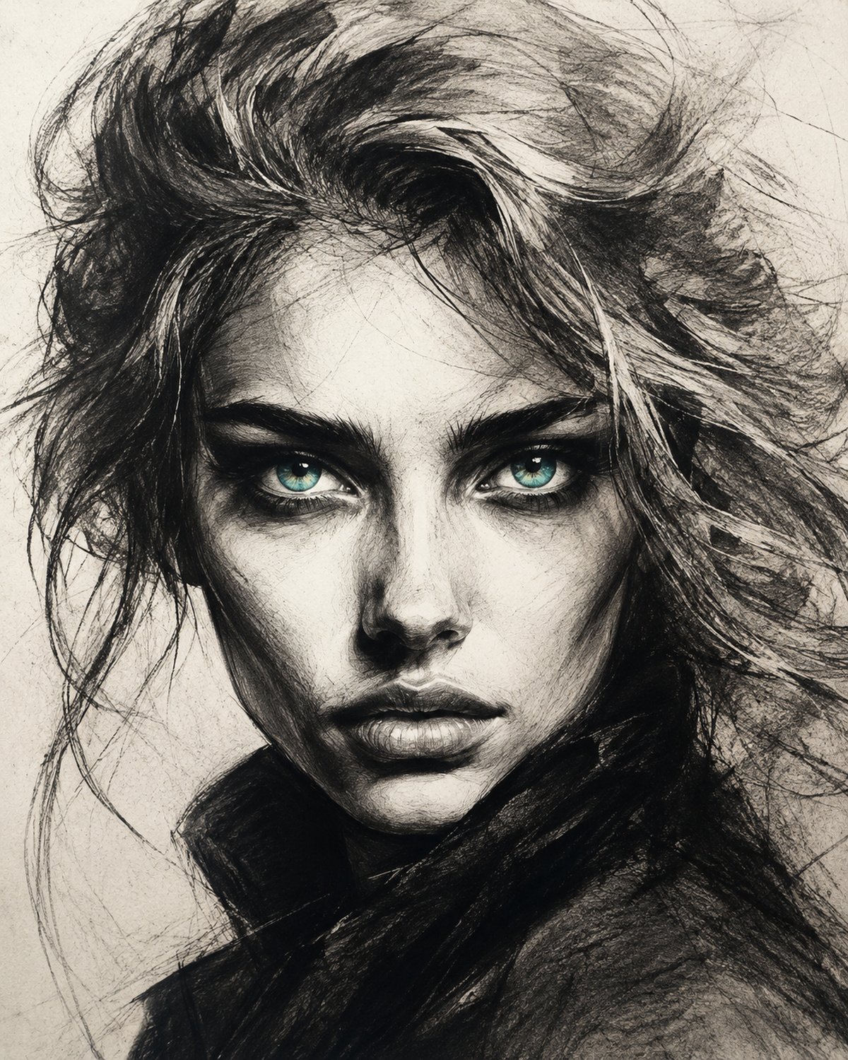 پرتره هنری با زغال