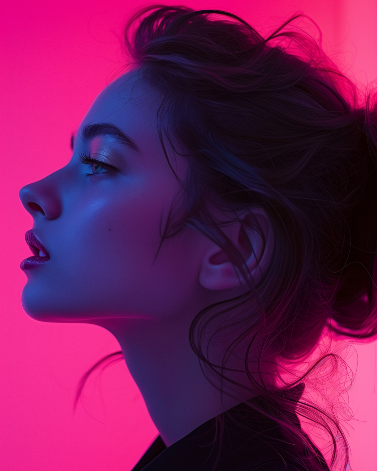 ساخت عکس سایه نیم‌رخ با زمینه صورتی